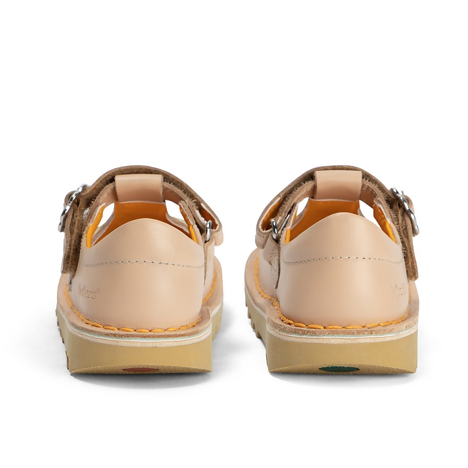 Infant Girls Kick T Bar Flower Leather Beige