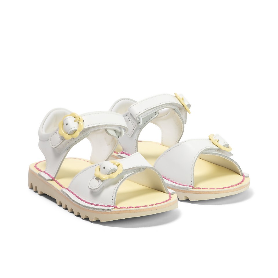 Infant Girls Kick Sandal Flower Leather White