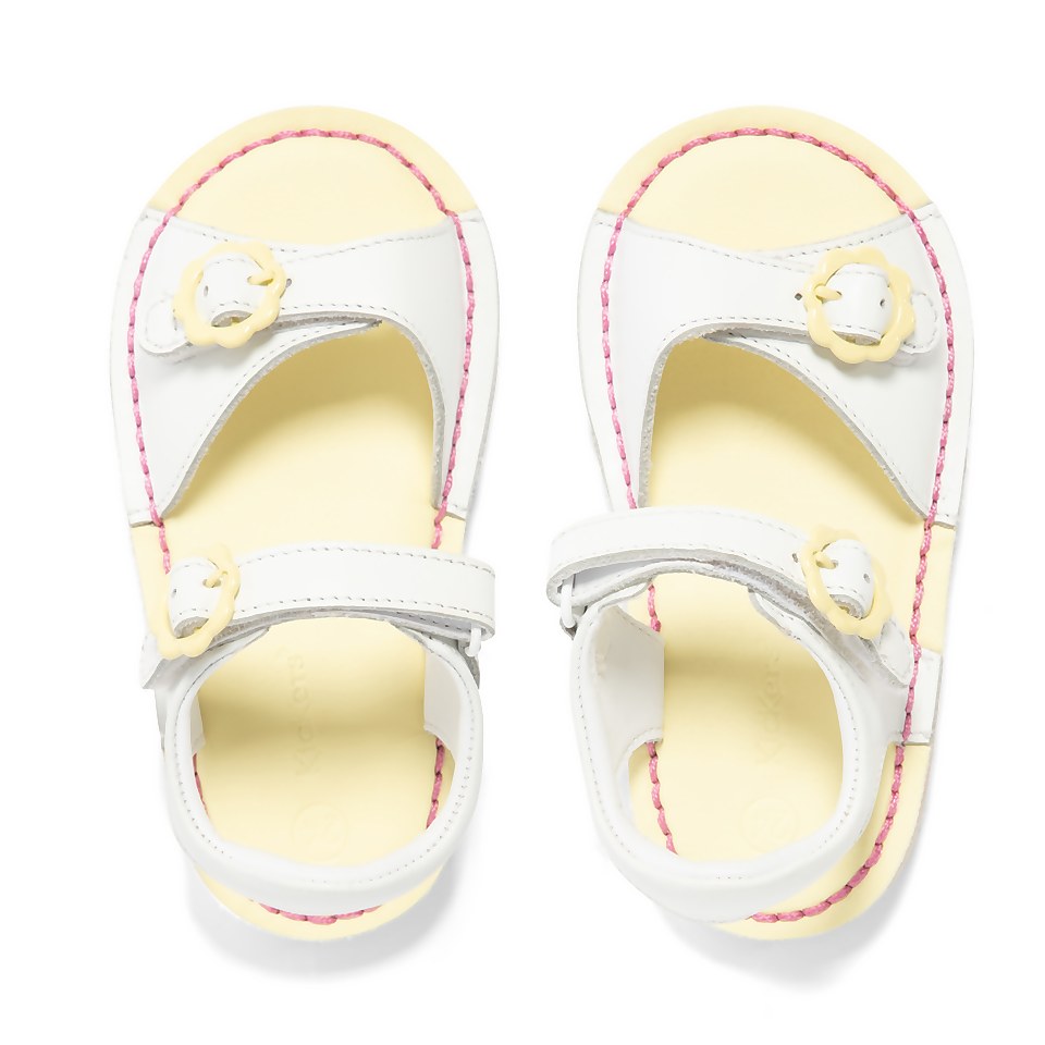 Infant Girls Kick Sandal Flower Leather White
