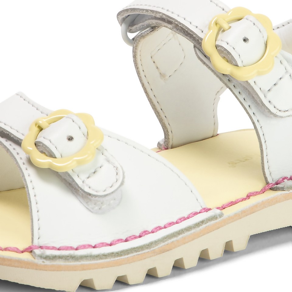 Infant Girls Kick Sandal Flower Leather White