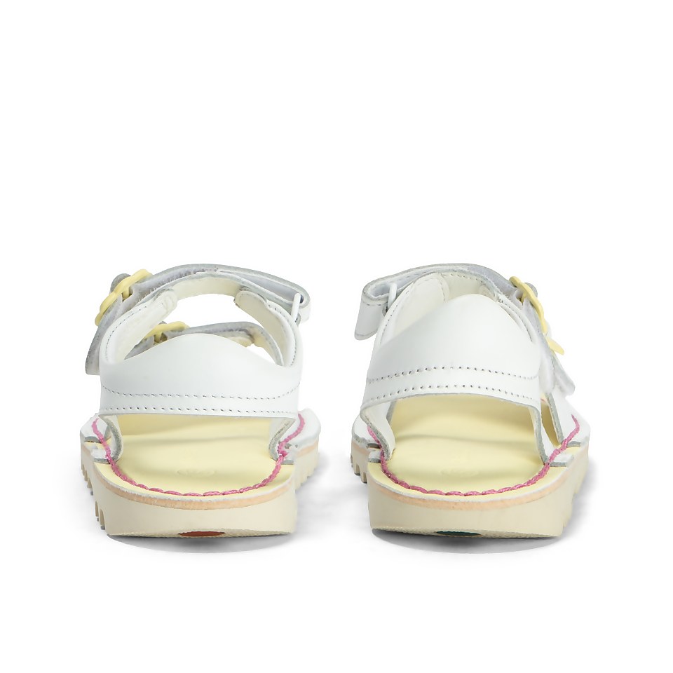 Infant Girls Kick Sandal Flower Leather White