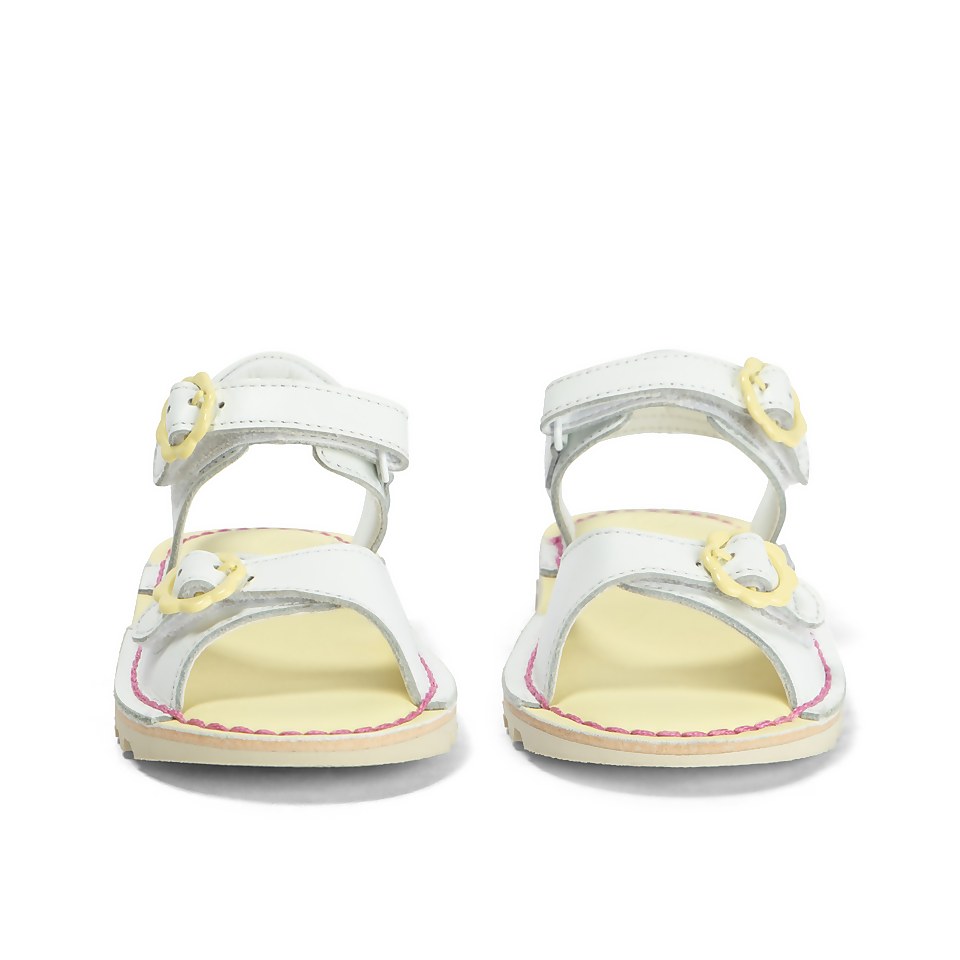 Infant Girls Kick Sandal Flower Leather White