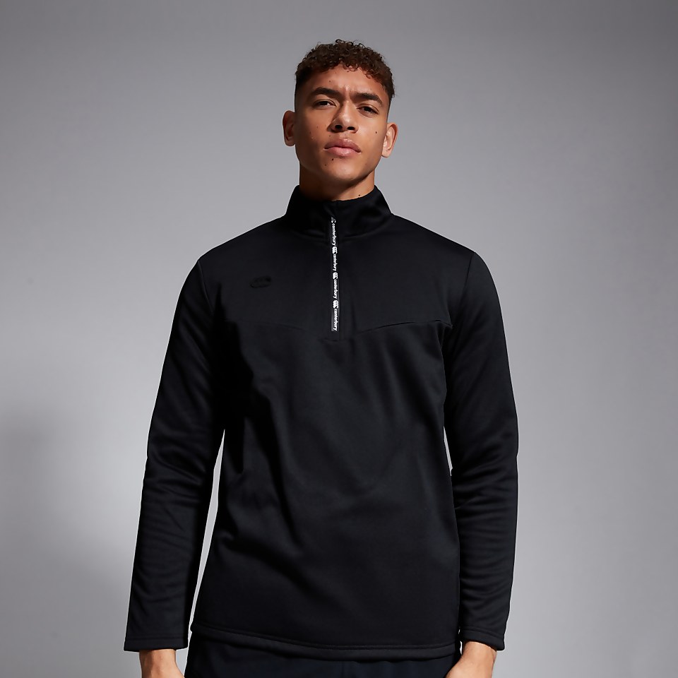 MENS 1/4 ZIP FLEECE BLACK/WHITE