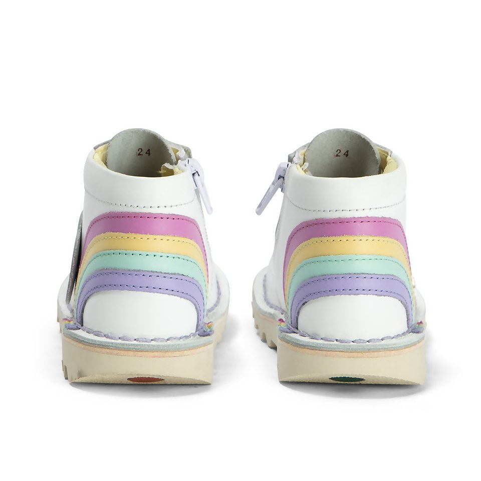 Infant Girls Kick Hi Rainbow Leather White
