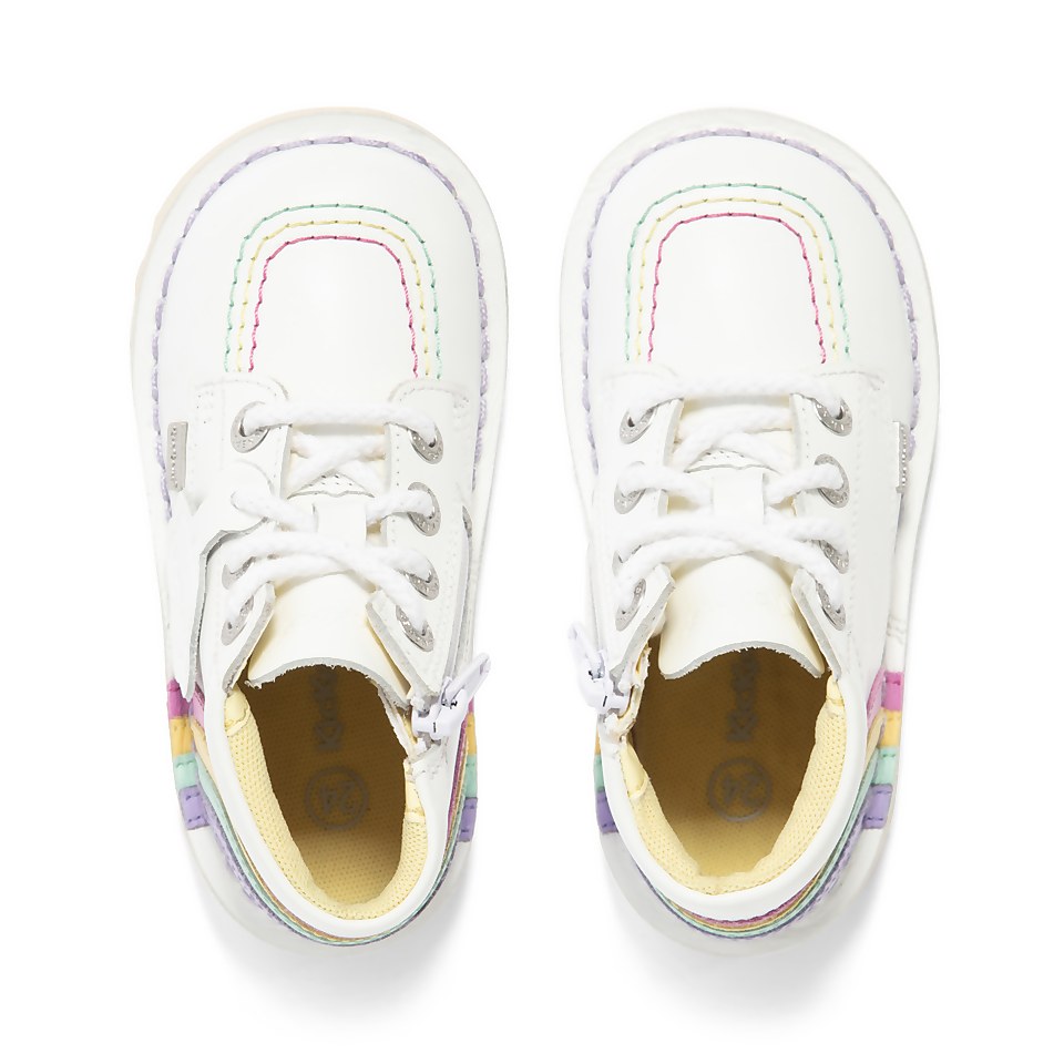 Infant Girls Kick Hi Rainbow Leather White