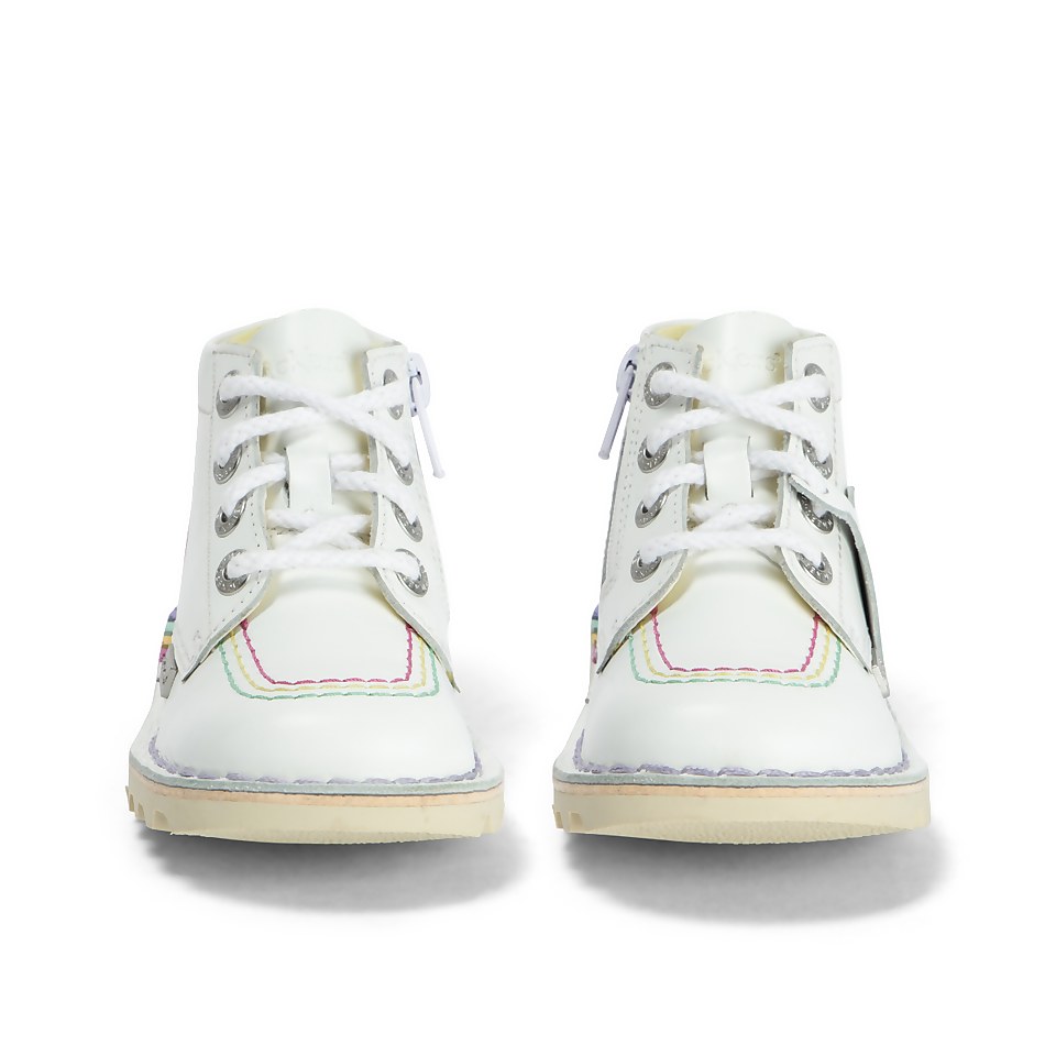 Infant Girls Kick Hi Rainbow Leather White