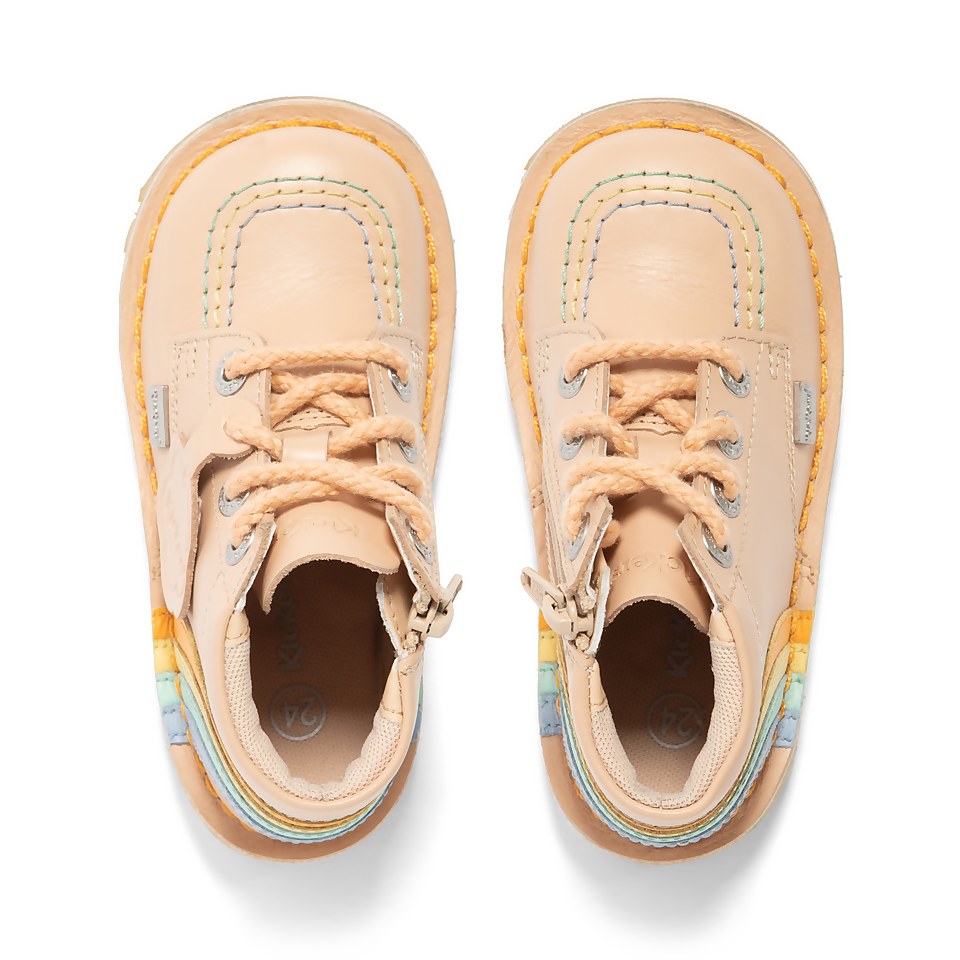 Infant Girls Kick Hi Rainbow Leather Beige