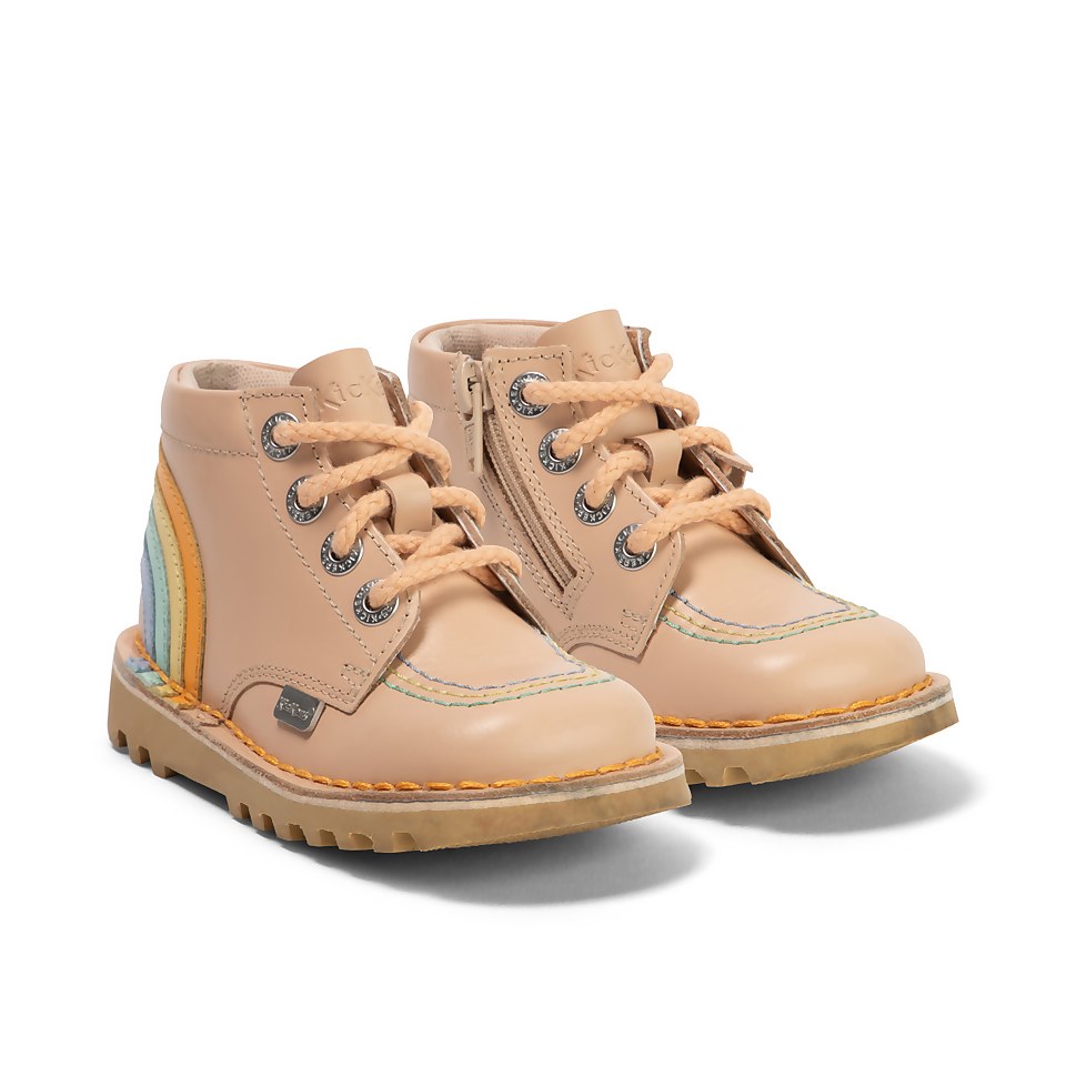 Infant Girls Kick Hi Rainbow Leather Beige