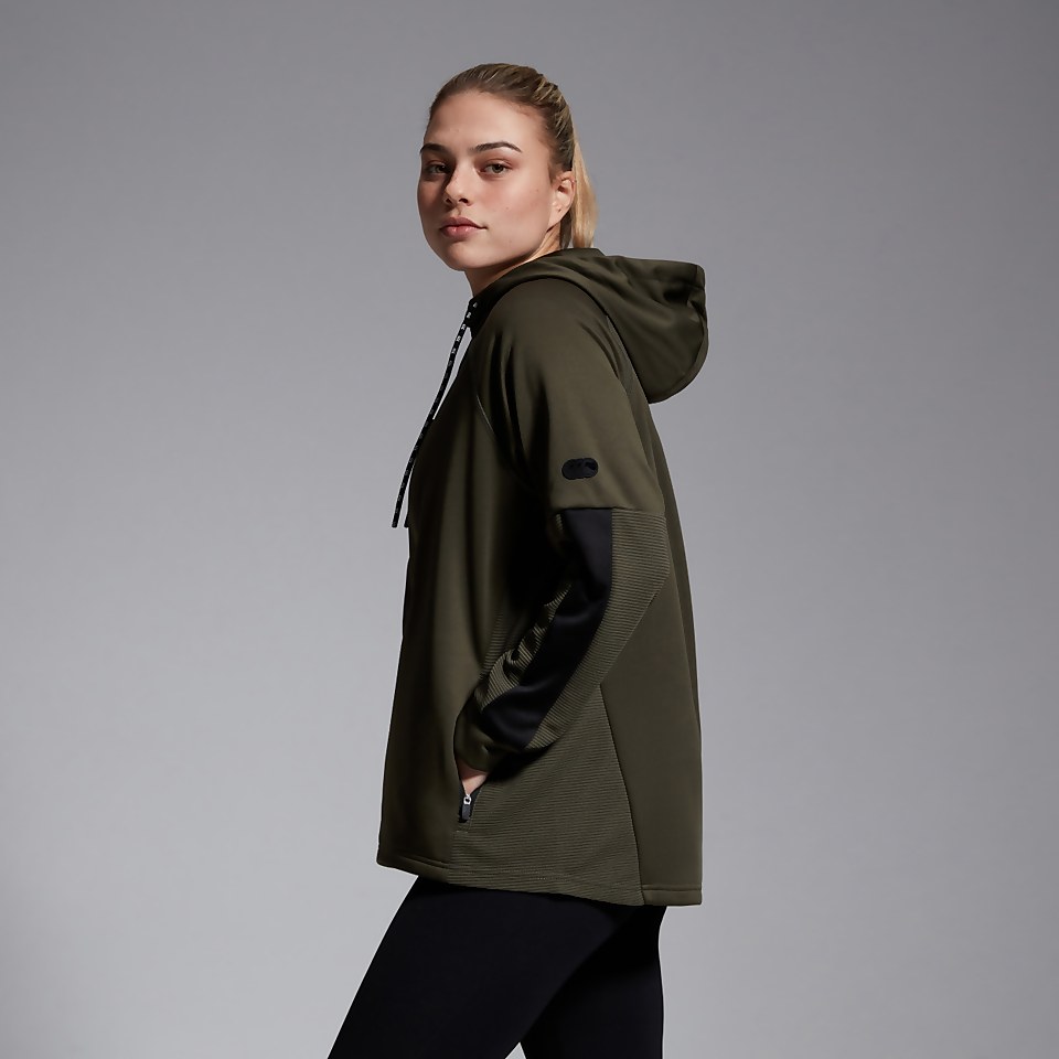 WOMENS OVERHEAD 1/4 ZIP TRAINING HOODY GREEN