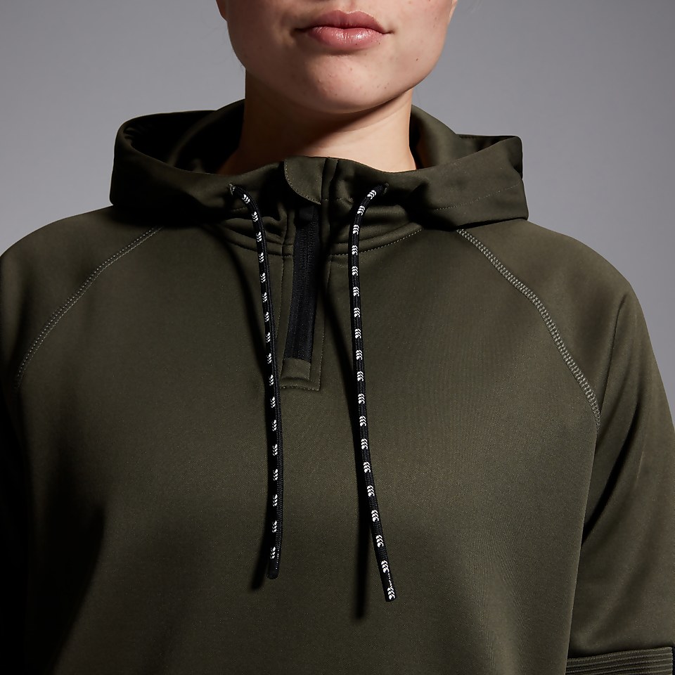 WOMENS OVERHEAD 1/4 ZIP TRAINING HOODY GREEN