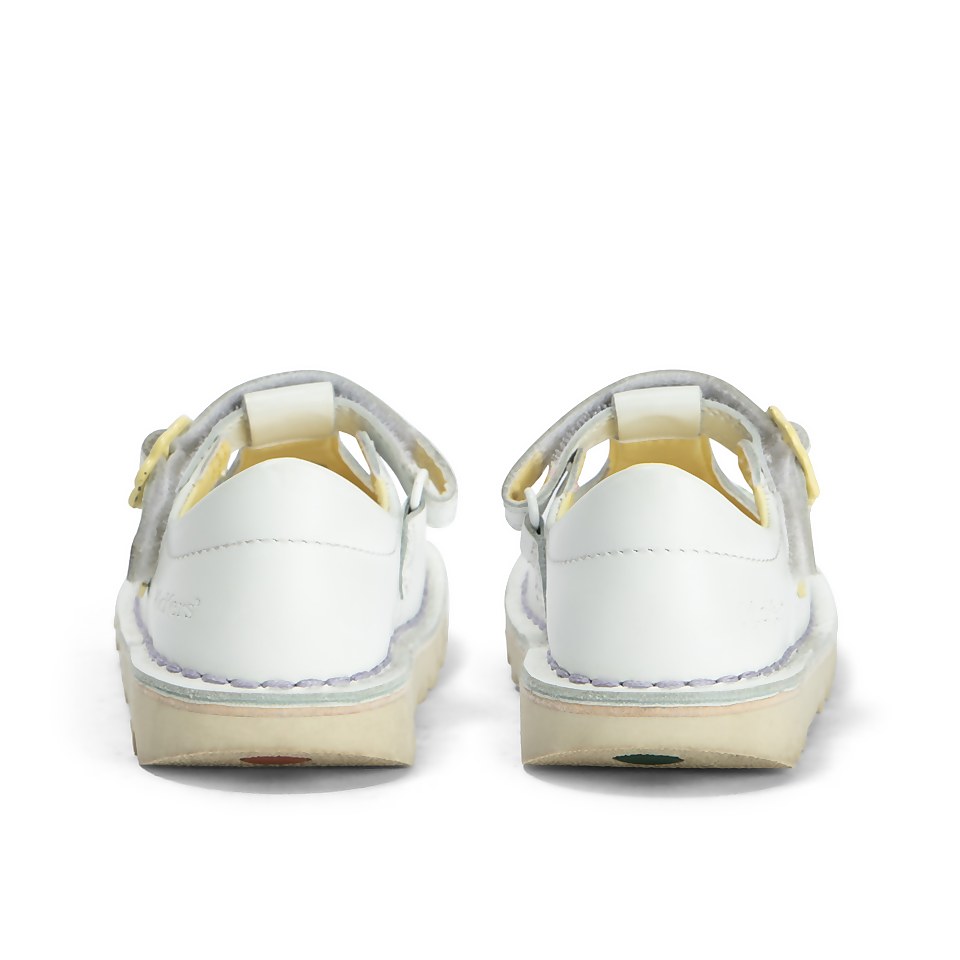 Infant Girls Kick T Bar Flower Leather White