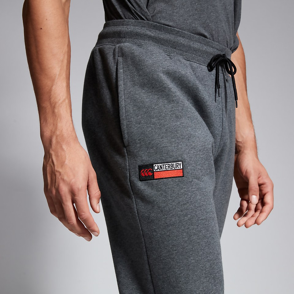 MENS TAPERED FLEECE CUFFPANT GREY MARL