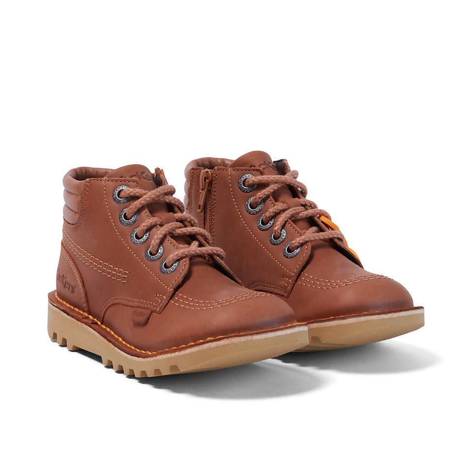 Junior Boys Kick Hi Padded Leather Tan