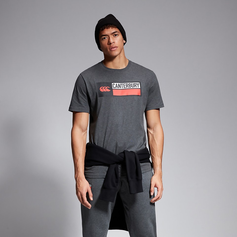 MENS COTTON LOGO TEE GREY MARL