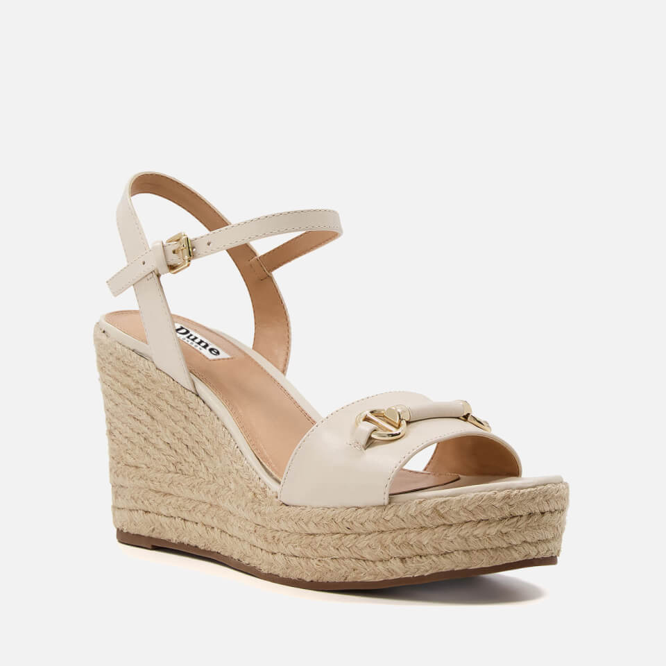 Dune Kai Gold-Tone Leather Wedged sandals