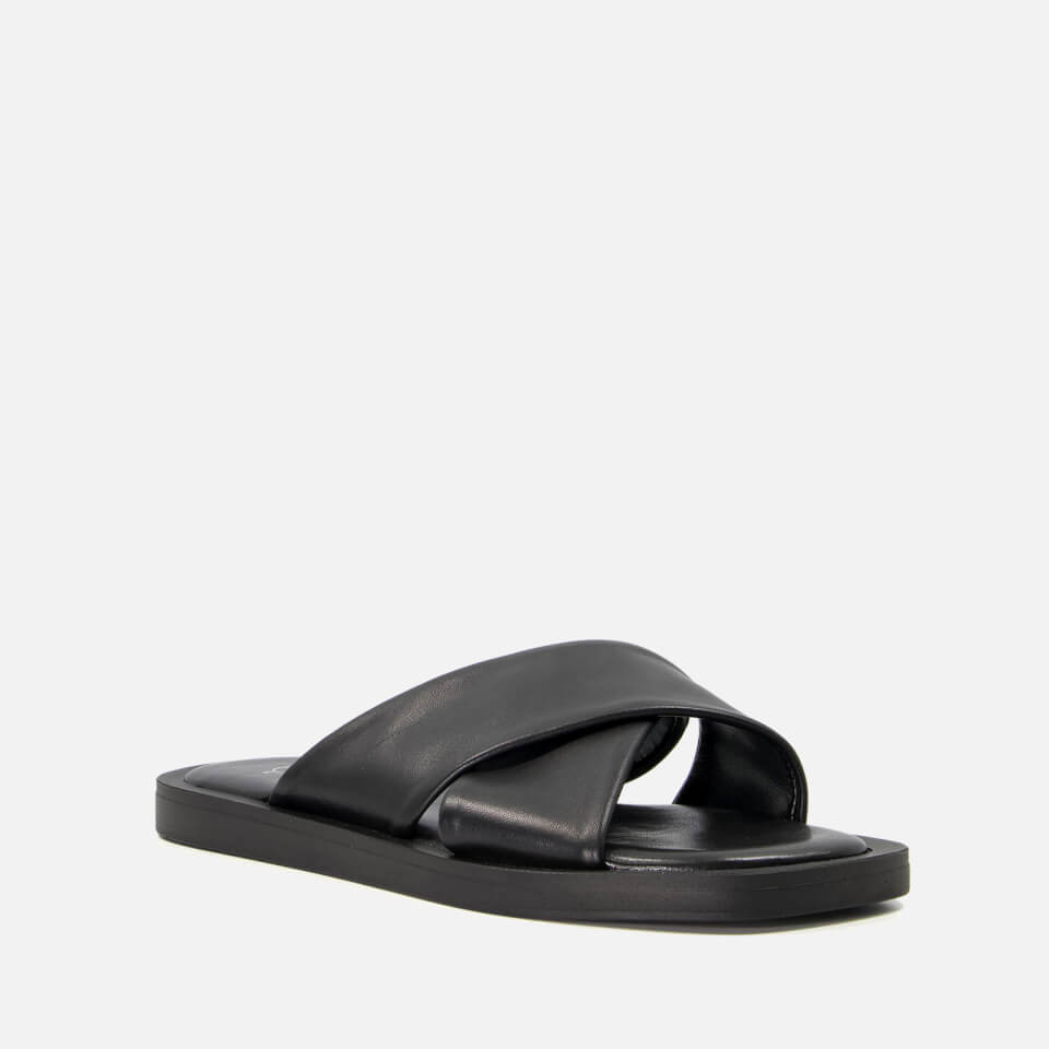 Dune Licorice Cross Front Leather Sandals