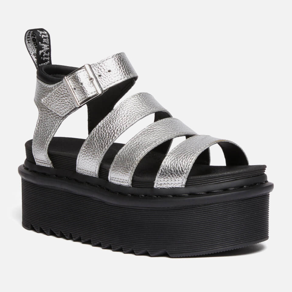 Dr. Martens Blaire Metallic Leather Platform Sandals - UK 6