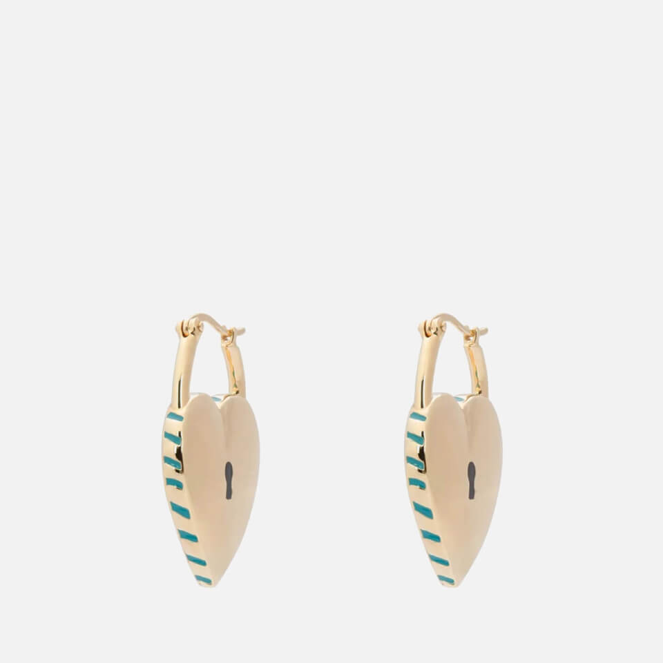 anna + nina Padlock Of Love Gold-Plated Hoop Earrings