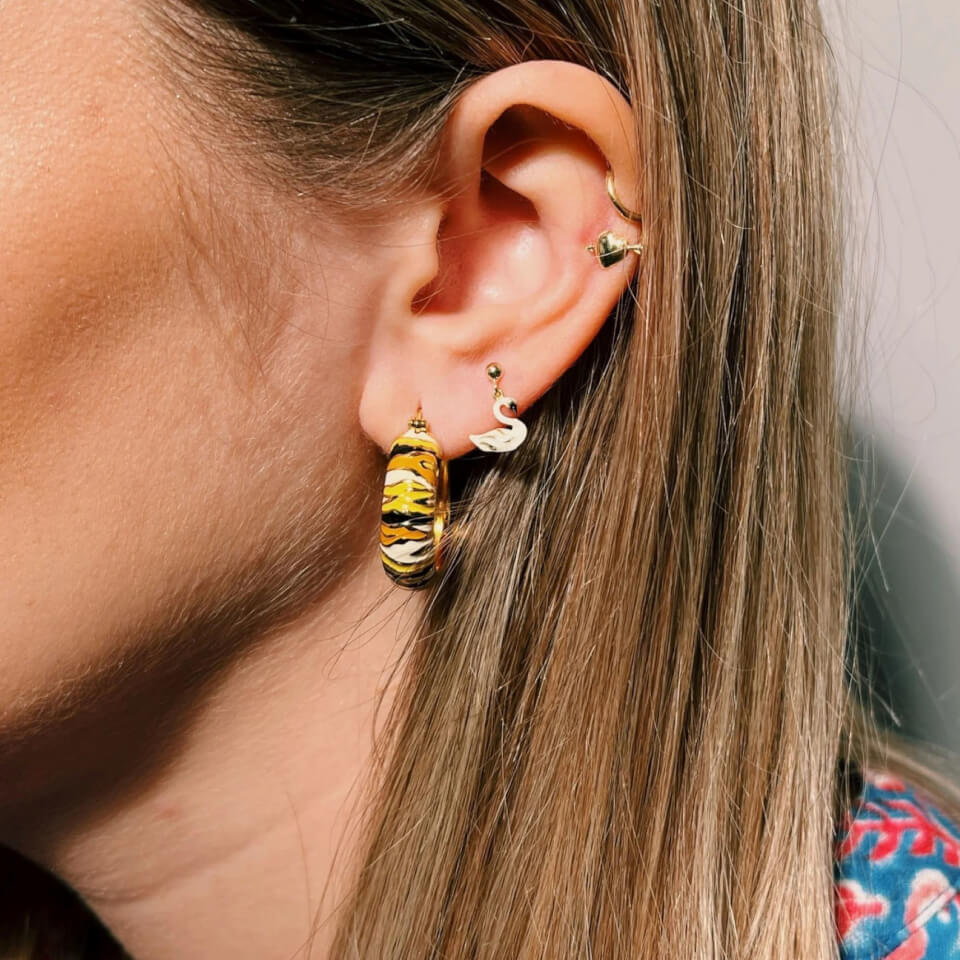 anna + nina Garden Tiger Gold-Plated Hoop Earrings