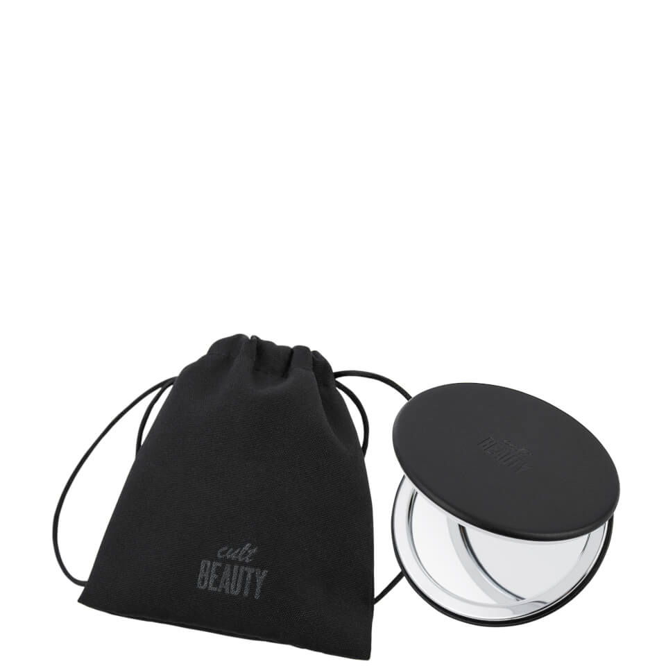 Cult Beauty Black Compact Mirror in Drawstring Bag