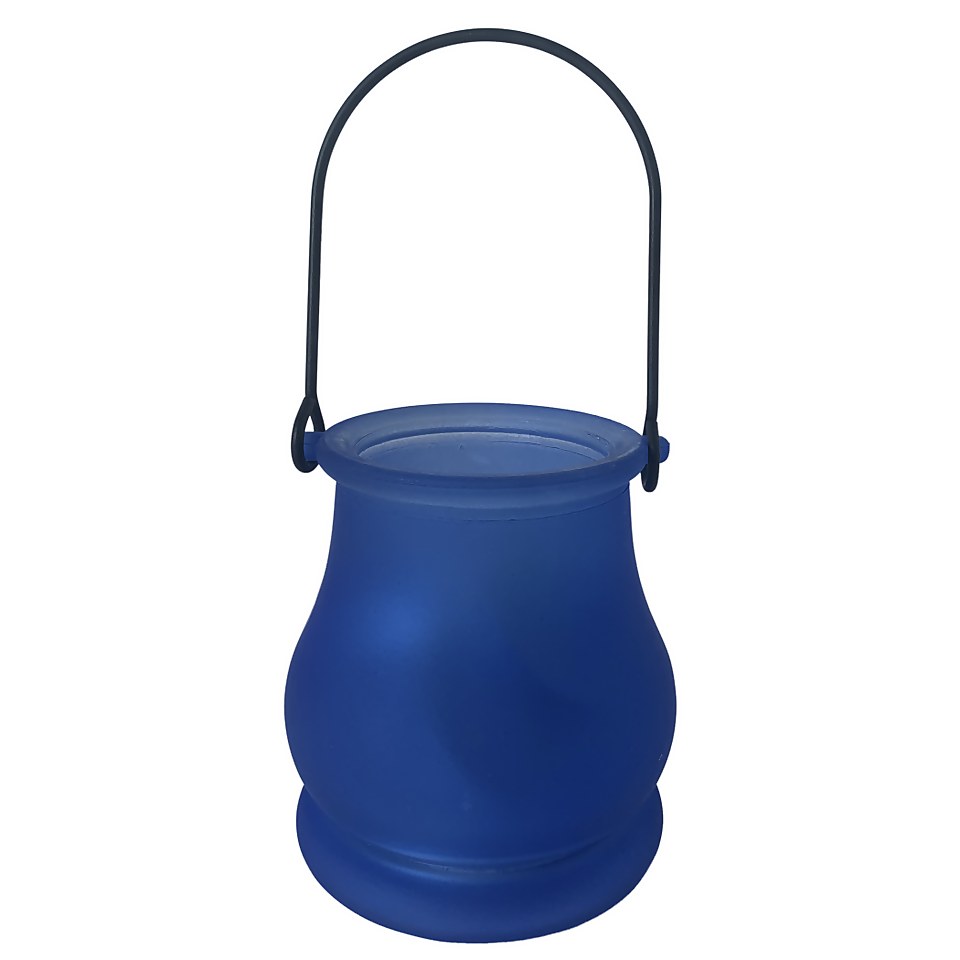 Biteshield Glass Tea Light Holder Blue with 6 Citronella Tea Lights Included