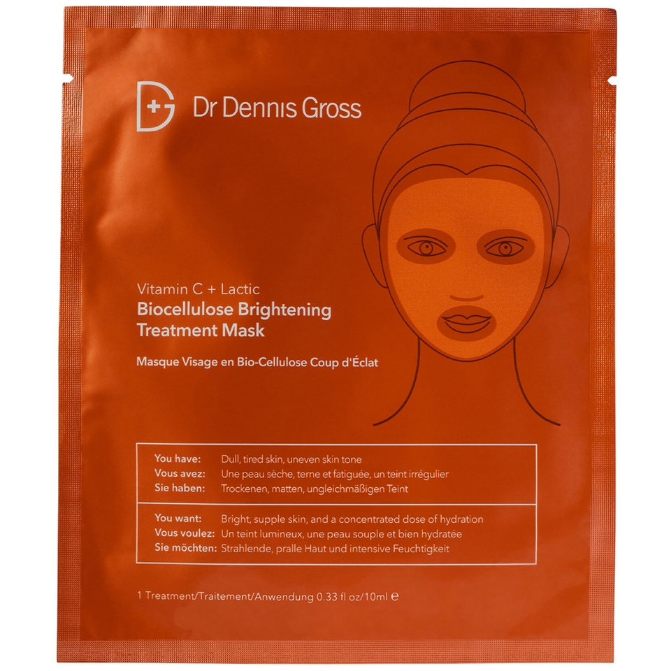 Dr Dennis Gross Skincare Vitamin C and Lactic Biocellulose Brightening Treatment Mask 10ml