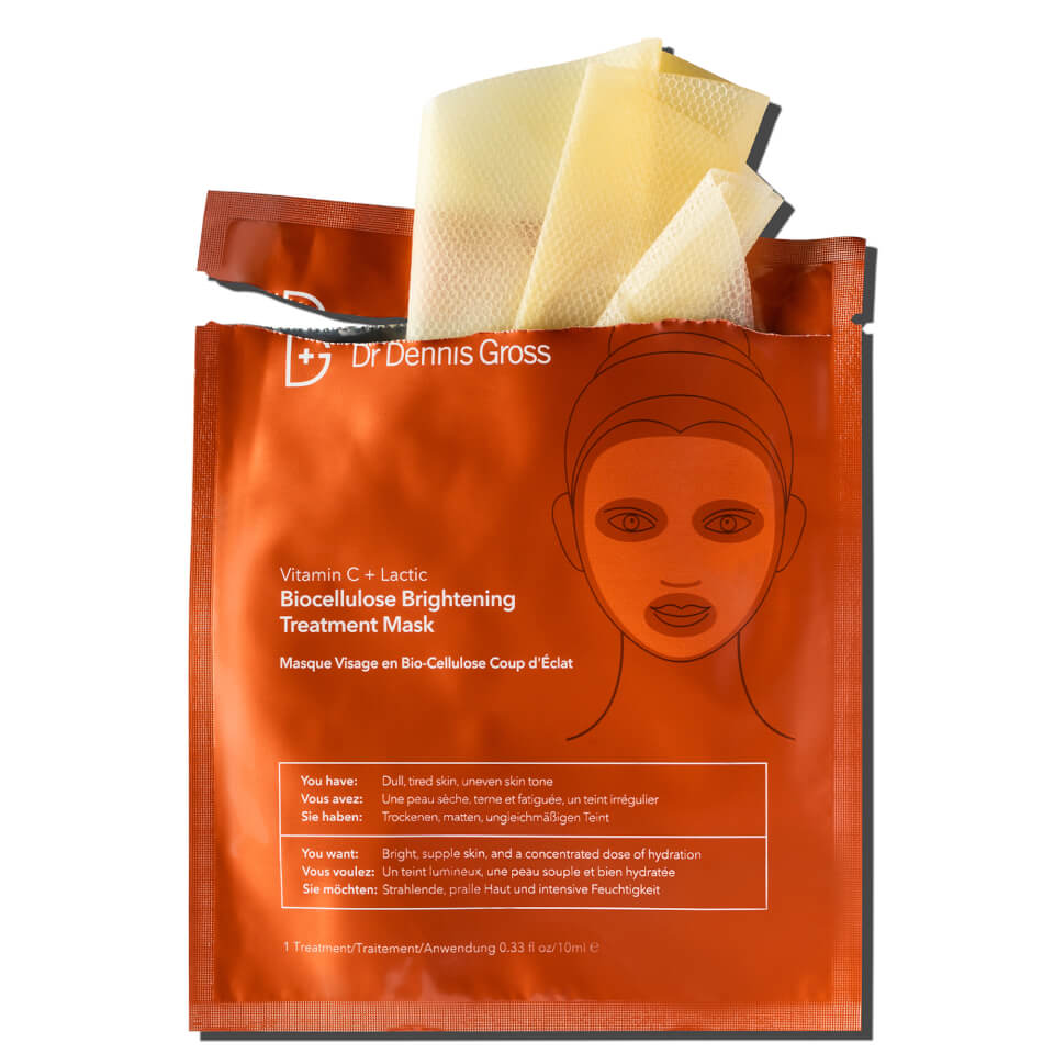 Dr Dennis Gross Skincare Vitamin C and Lactic Biocellulose Brightening Treatment Mask 10ml