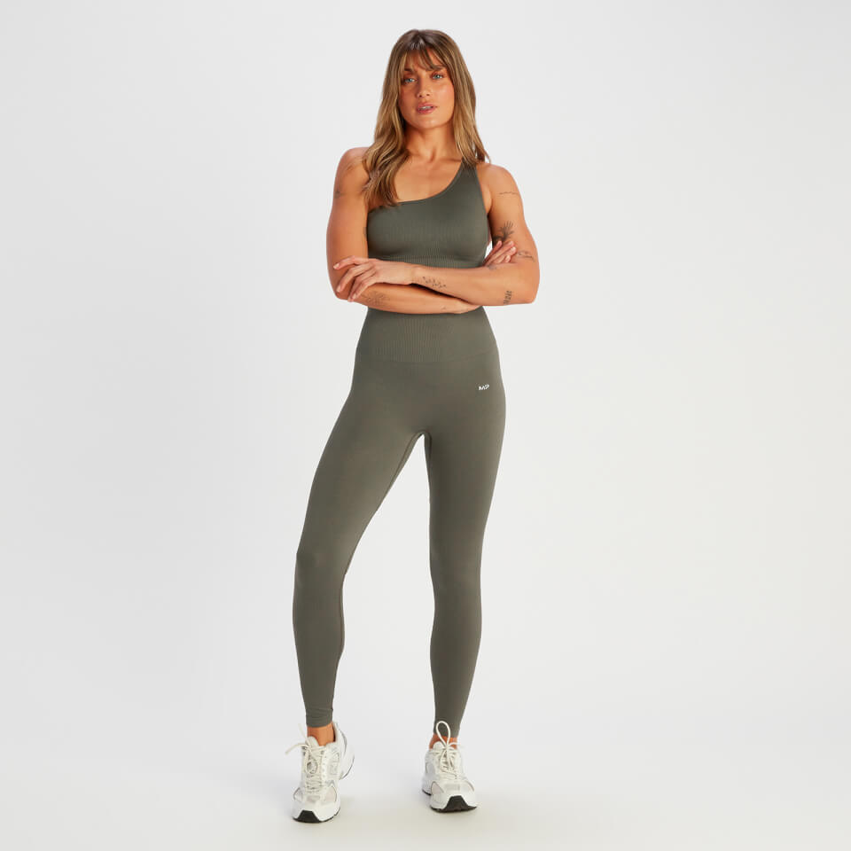 MP Women's Tempo Rib Seamless Leggings - Taupe Green