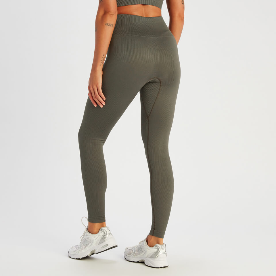 MP Women's Tempo Rib Seamless Leggings - Taupe Green