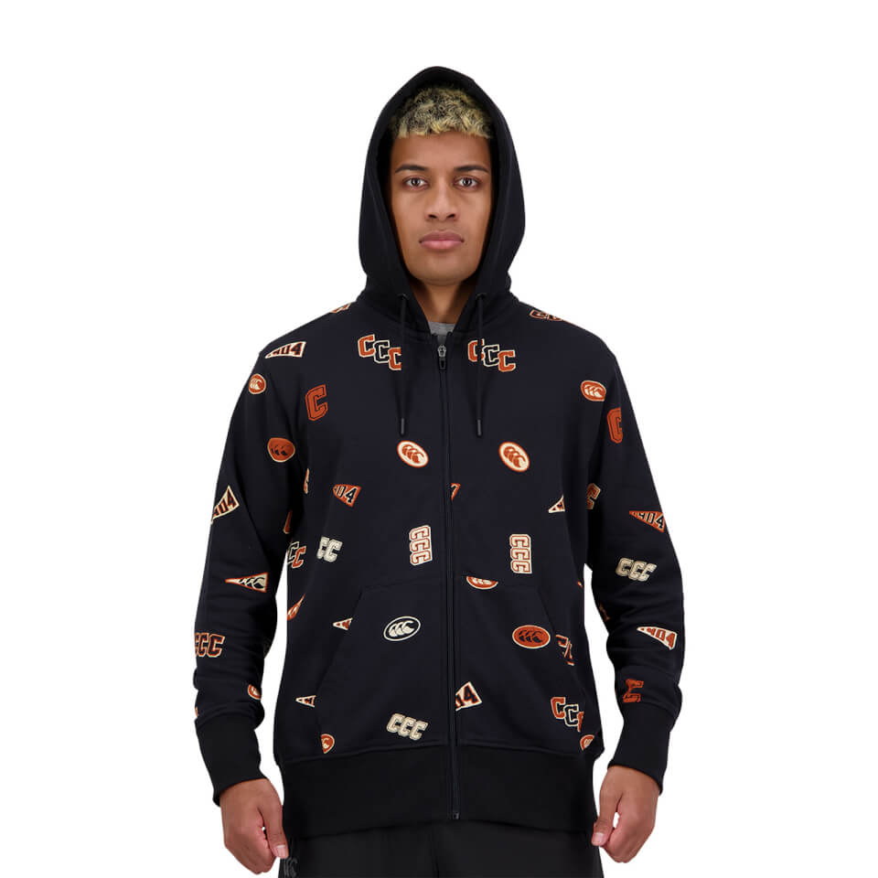 Canterbury M BLEACHERS AOP FULL ZIP HOODIE JET BLACK