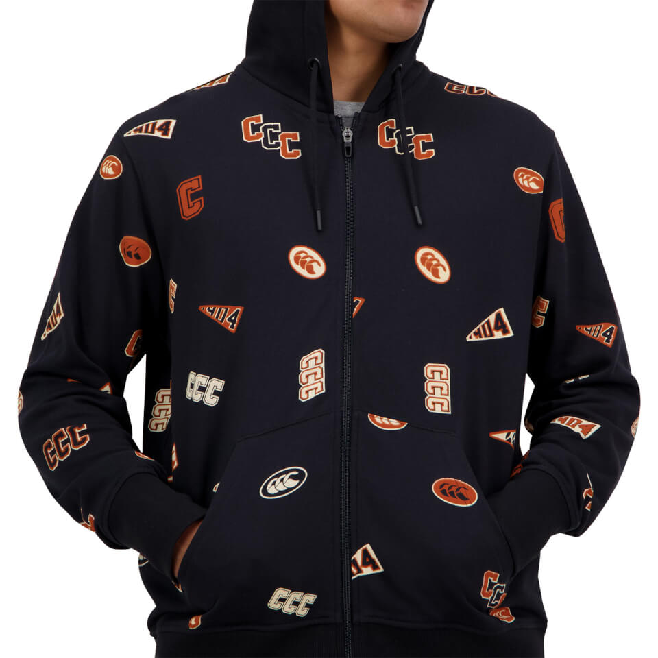 Canterbury M BLEACHERS AOP FULL ZIP HOODIE JET BLACK