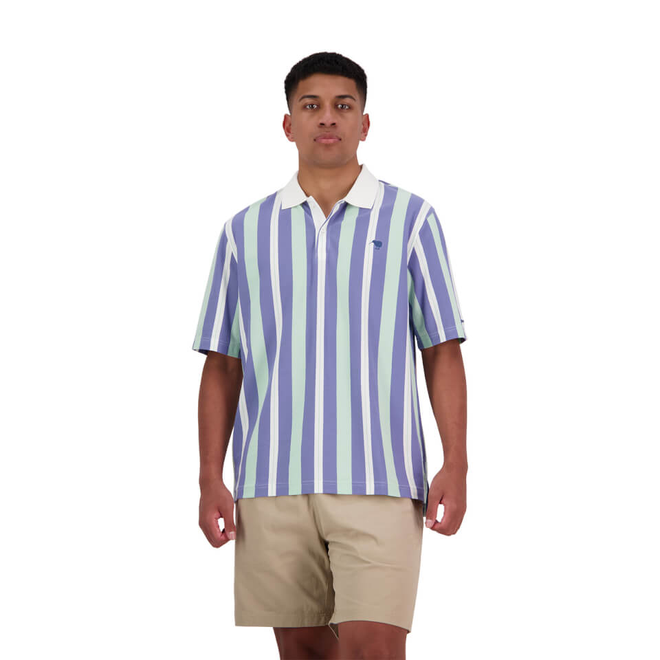 Canterbury M NATSU VERTICAL STRIPE POLO COLONY BLUE