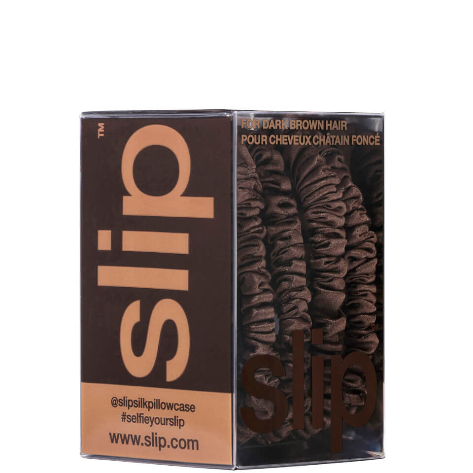 Slip Pure Silk Skinny Scrunchies - Dark Brown