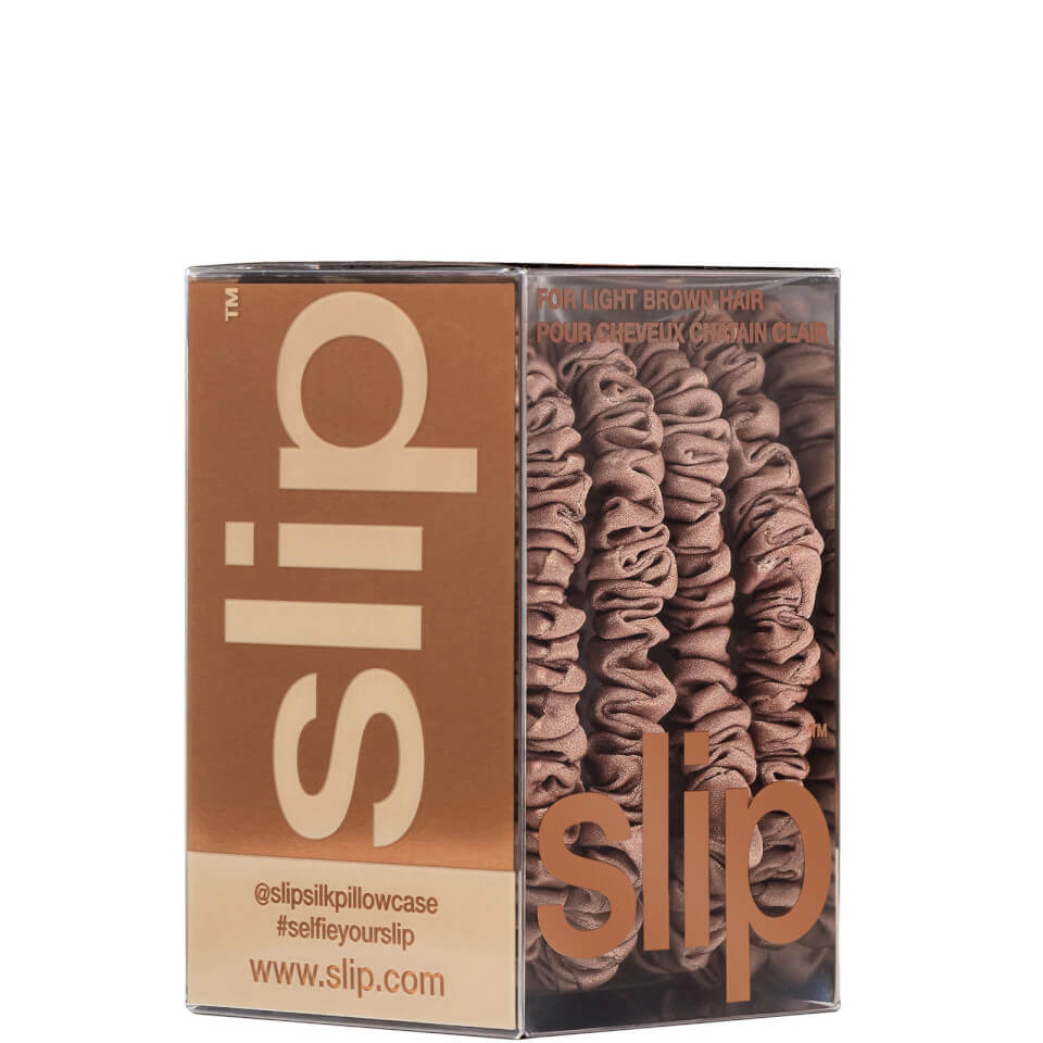 Slip Pure Silk Skinny Scrunchies - Light Brown