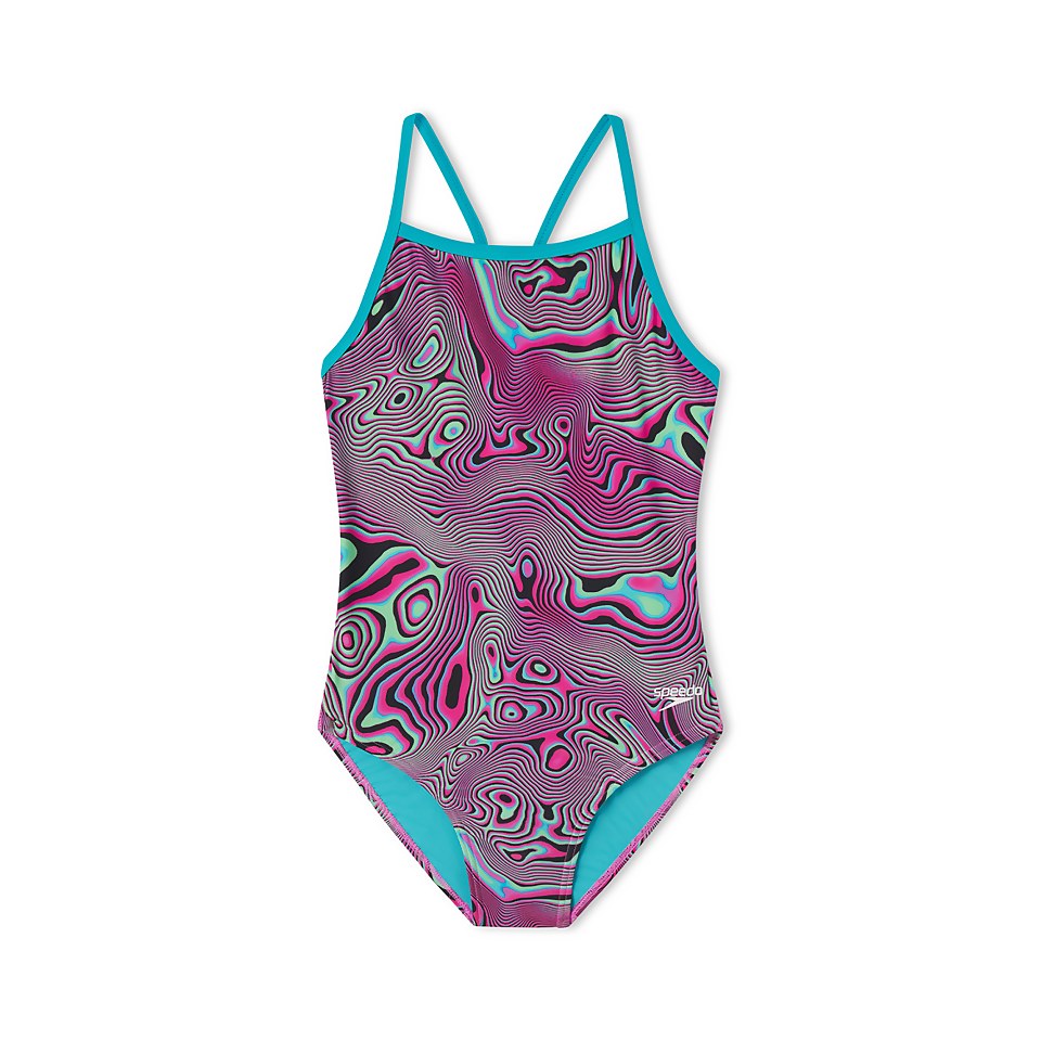 Girls Print Propel Back One Piece Pink