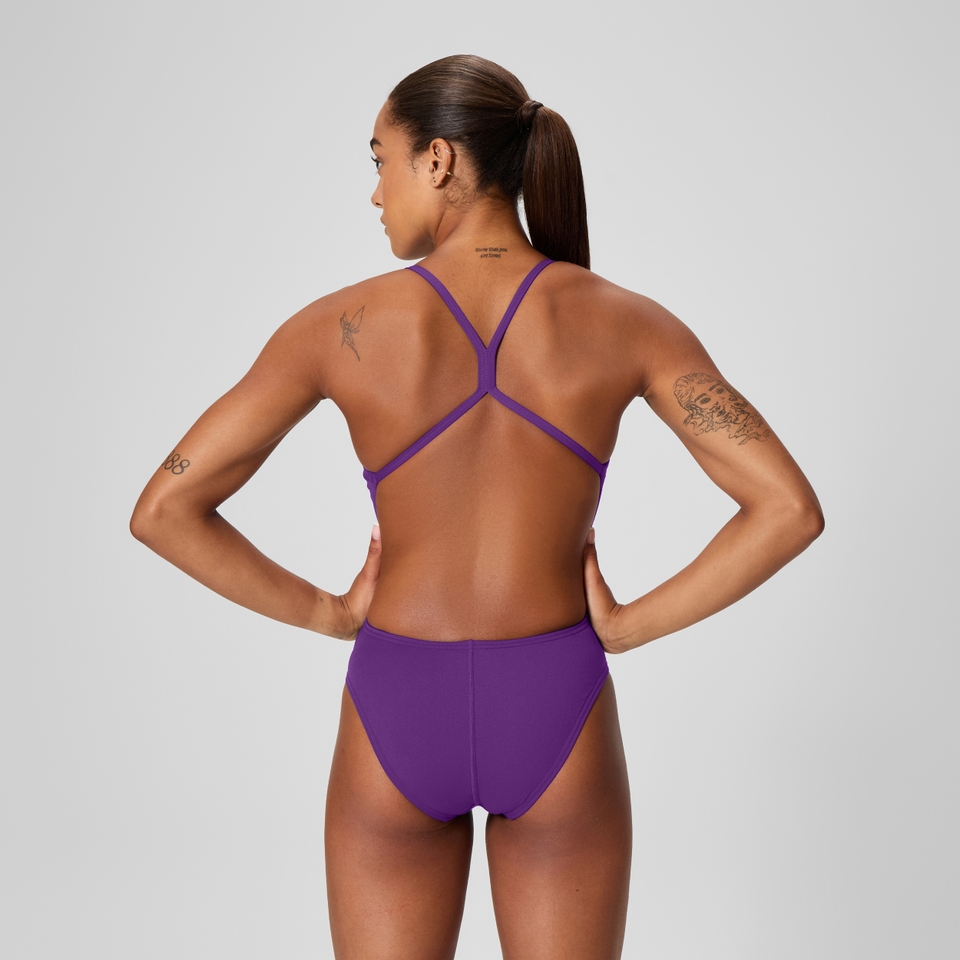 Women's Solid One Back One Piece Purple