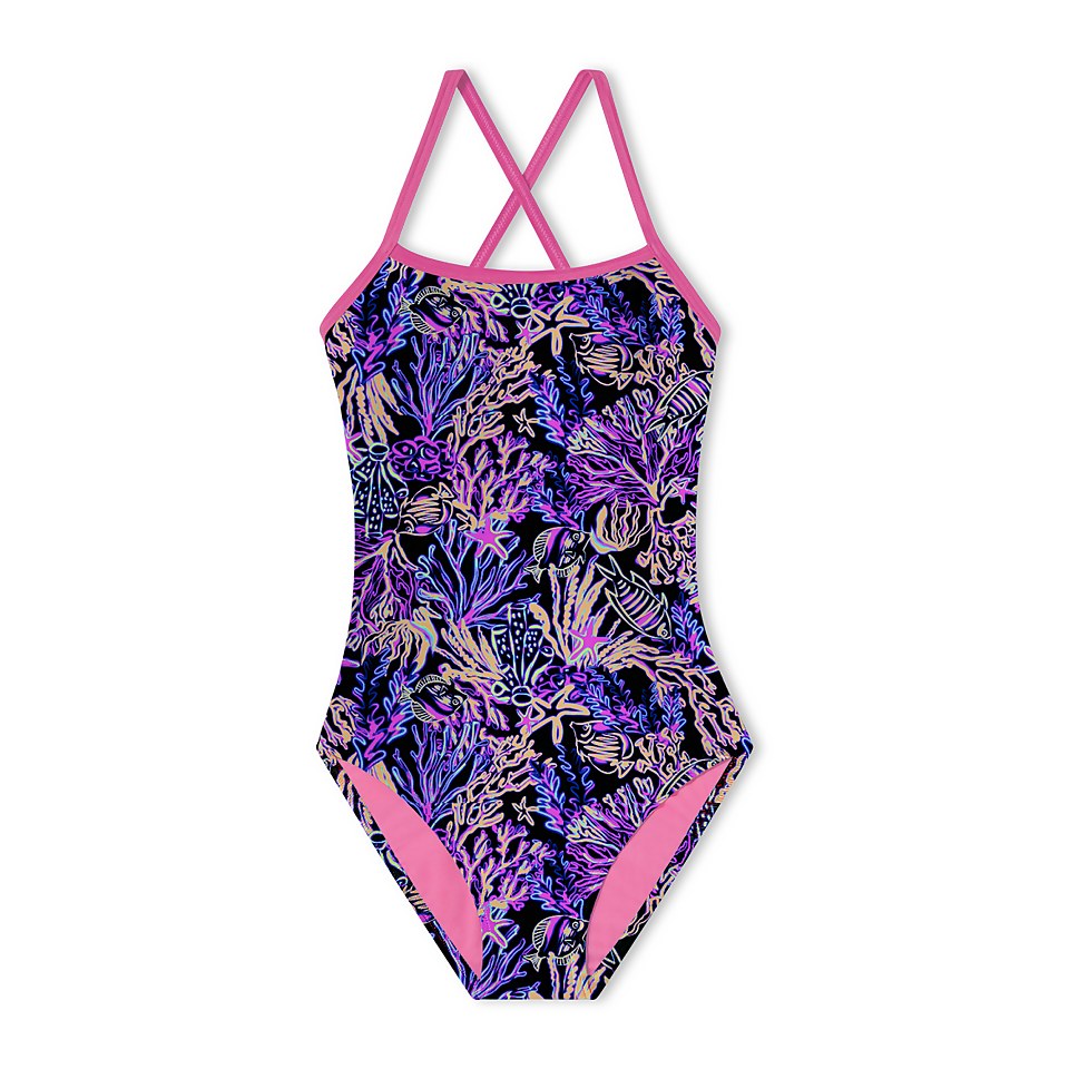 Printed Double X Back One Piece
