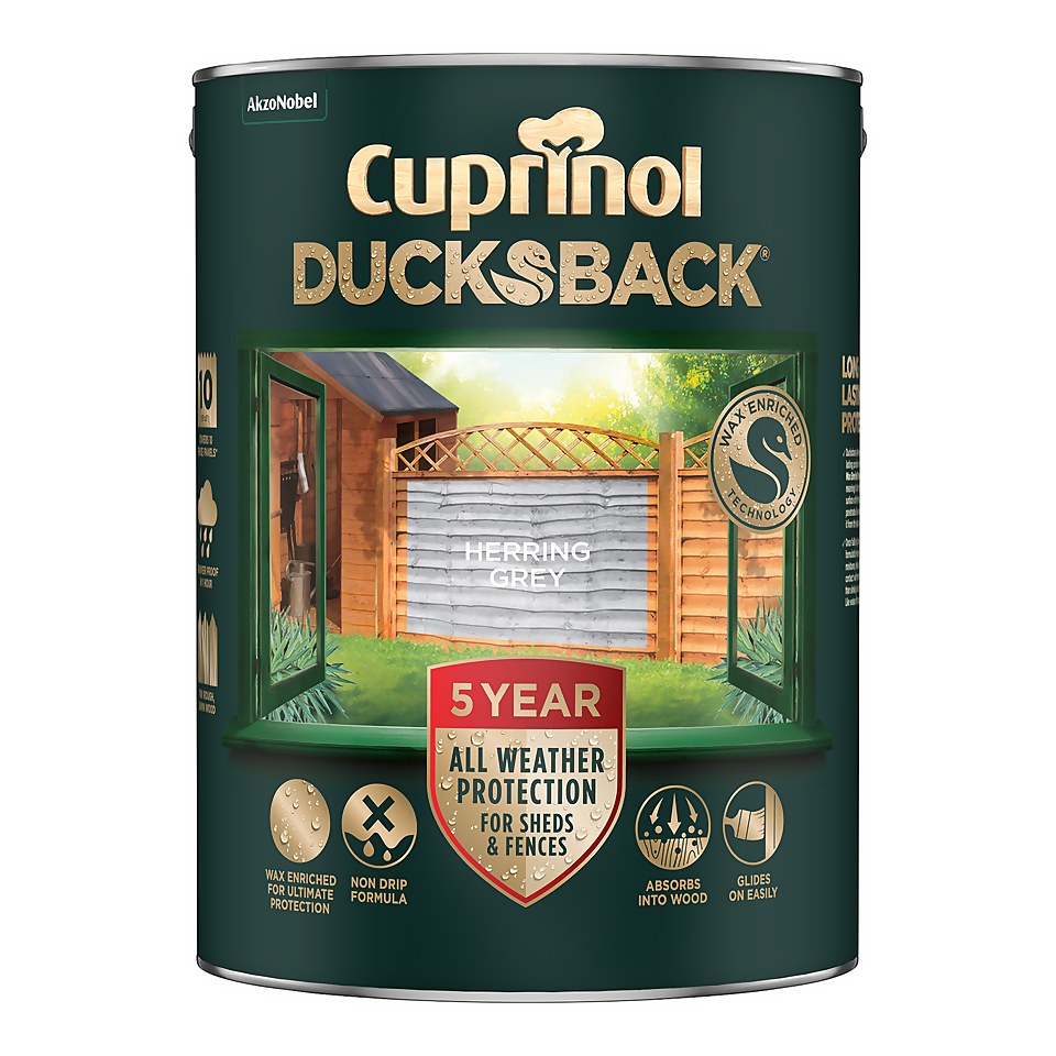 Cuprinol Ducksback Shed & Fence Paint Herring Grey - 5L