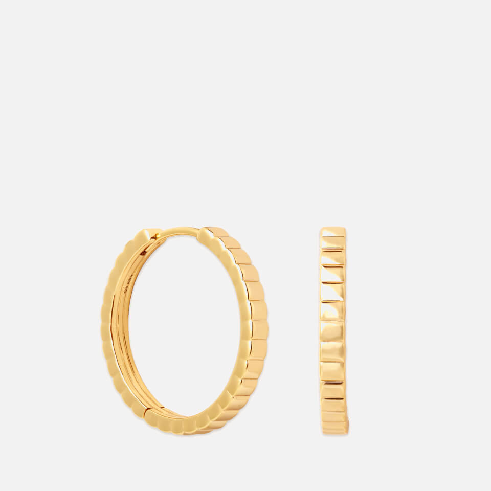 Astrid & Miyu Ridged Gold-Plated Silver Hoop Earrings