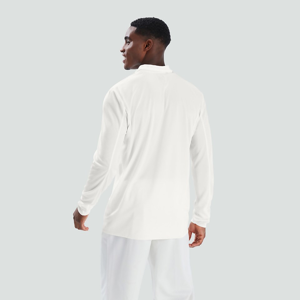 MENS CRICKET LONG SLEEVED POLO SHIRT CREAM