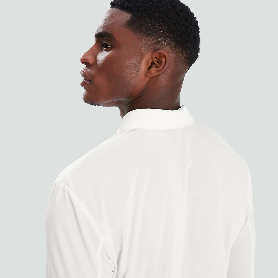 MENS CRICKET LONG SLEEVED POLO SHIRT CREAM
