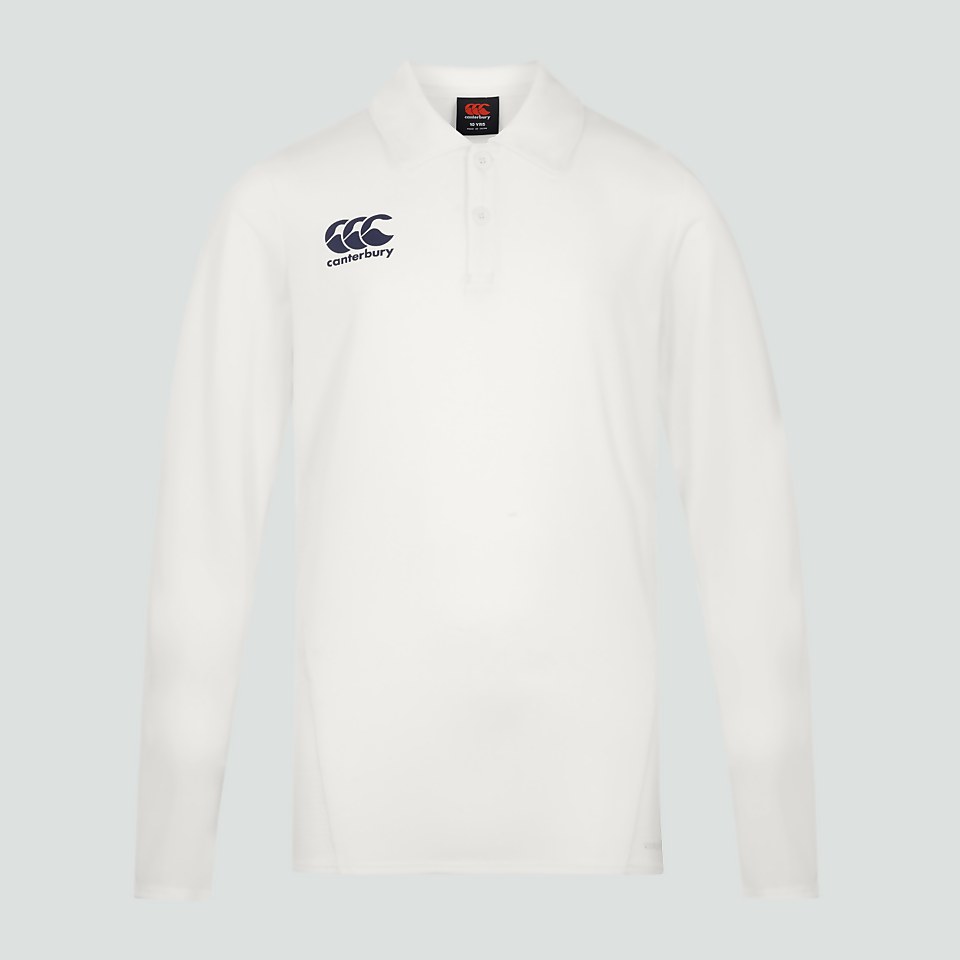 MENS CRICKET LONG SLEEVED POLO SHIRT CREAM