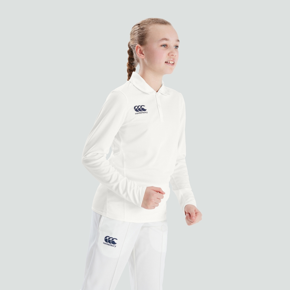 CANTERBURY CRICKET REG SET-IN LS POLO JU CREAM