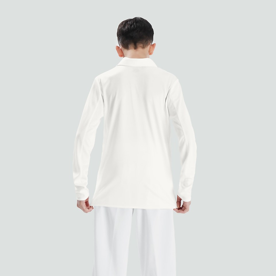 JUNIOR UNISEX CRICKET LONG SLEEVED POLO SHIRT CREAM