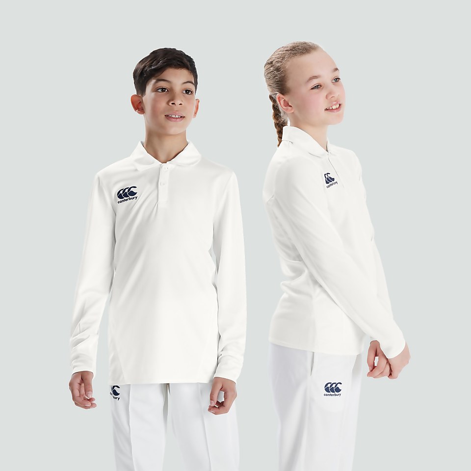 JUNIOR UNISEX CRICKET LONG SLEEVED POLO SHIRT CREAM