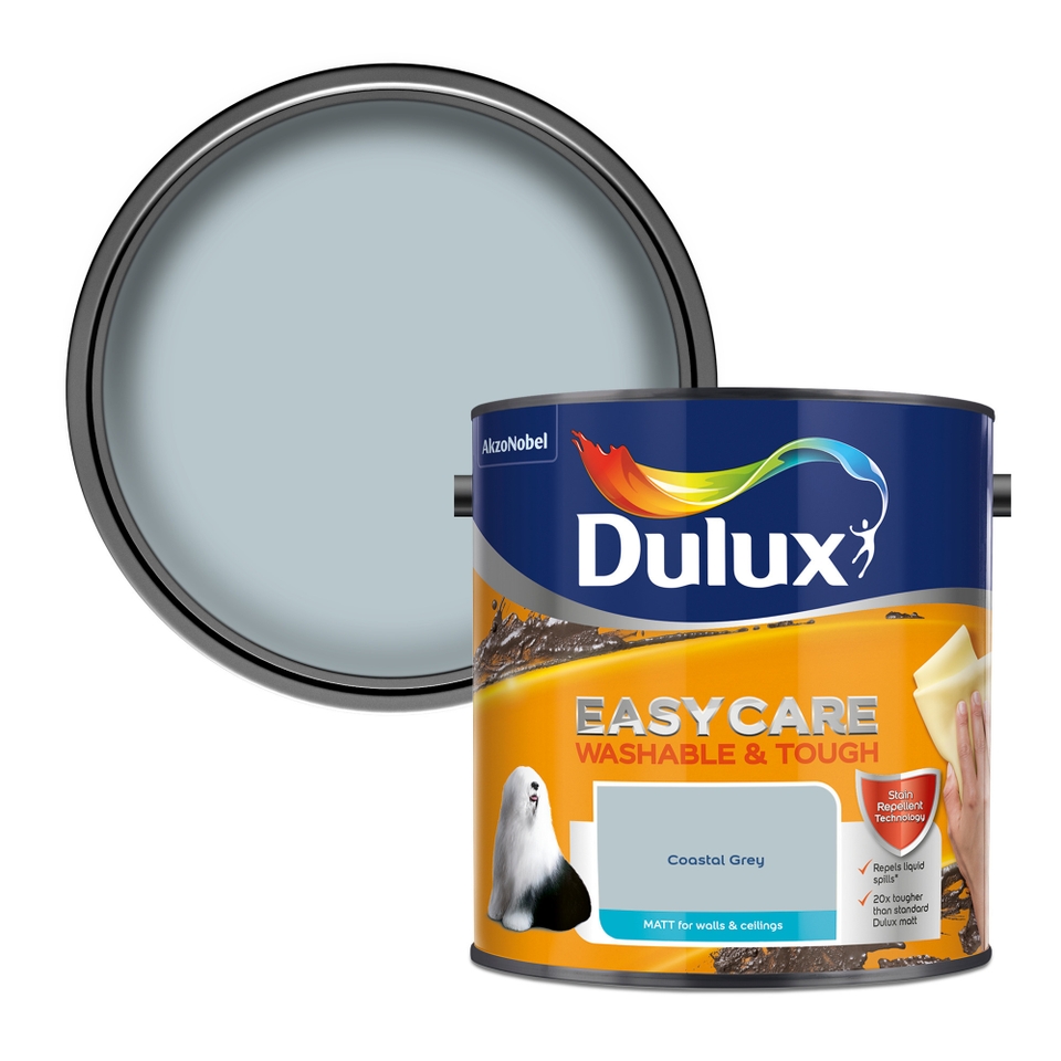 Dulux Easycare Washable & Tough Matt Emulsion Paint Coastal Grey 2.5L