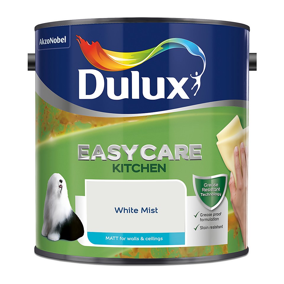 Dulux Easycare Kitchen Matt Emulsion Paint White Mist - 2.5L