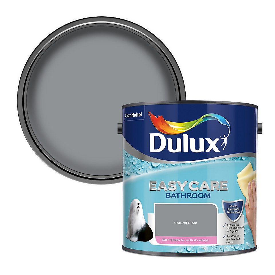 Dulux Easycare Bathroom Soft Sheen Paint Natural Slate - 2.5L