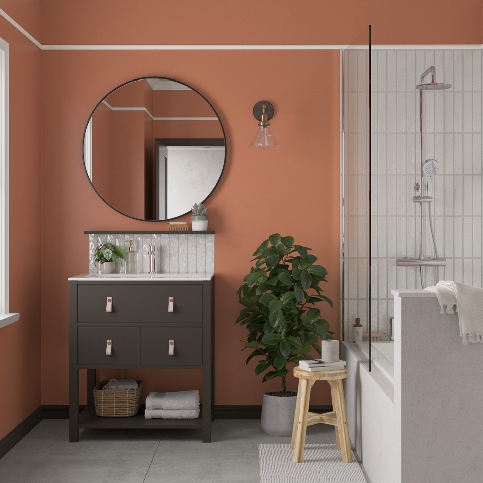 Dulux Easycare Bathroom Soft Sheen Paint Frosted Papaya - 2.5L | Homebase