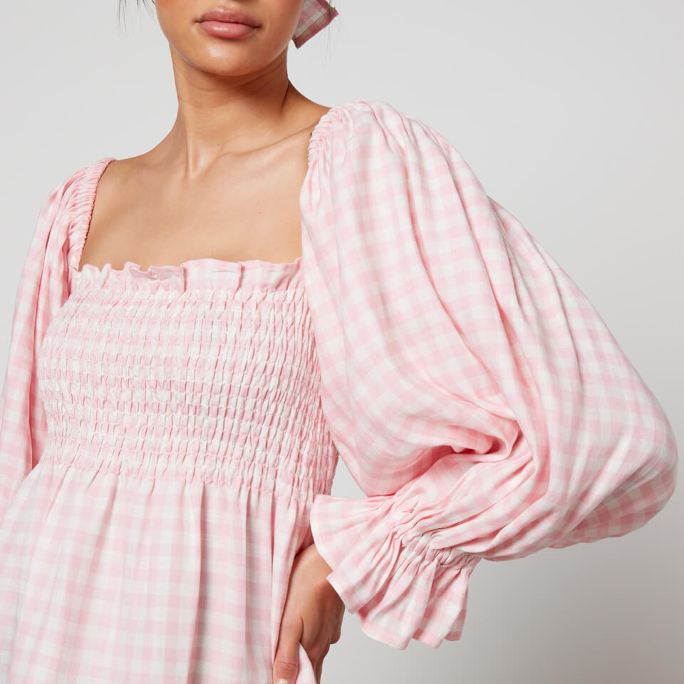 Sleeper Atlanta Gingham Print Linen Blend Dress XS Coggles
